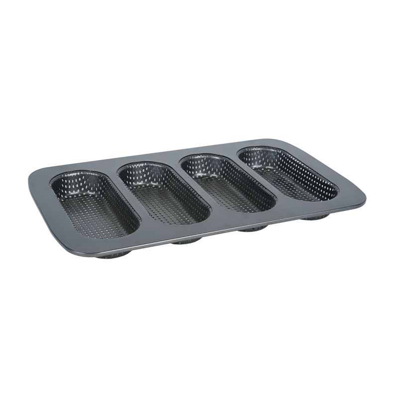 B123 4 tazas de mini molde de baguette perforado