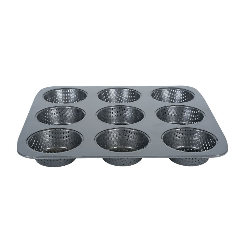 B124 9 tazas Bandeja para hornear muffins perforados