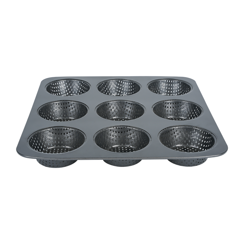 B124 9 tazas Bandeja para hornear muffins perforados