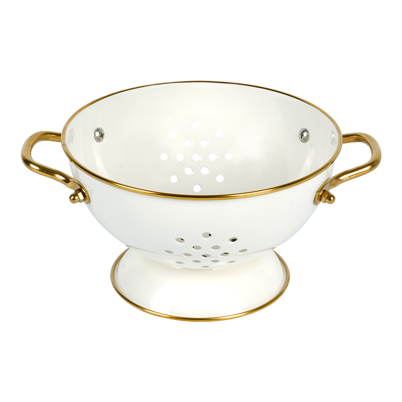 K03-2 Filador de colador de cocina de esmalte blanco