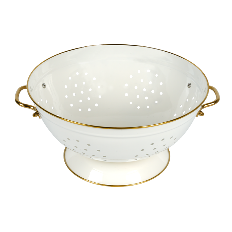 K03-2 Filador de colador de cocina de esmalte blanco