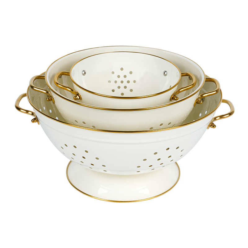 K03-2 Filador de colador de cocina de esmalte blanco