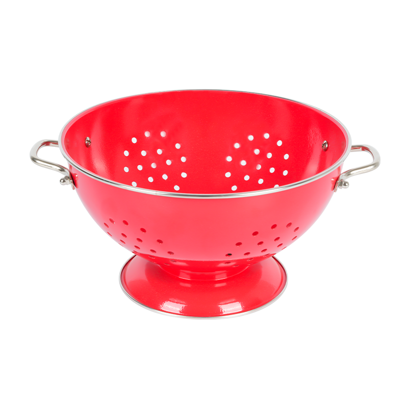 Colandero recubierto de polvo rojo